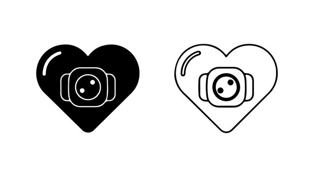 Camera heart icon with transparent background