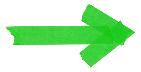 Vibrant green arrow pointing rightward with jagged edges for directional guidance and navigation