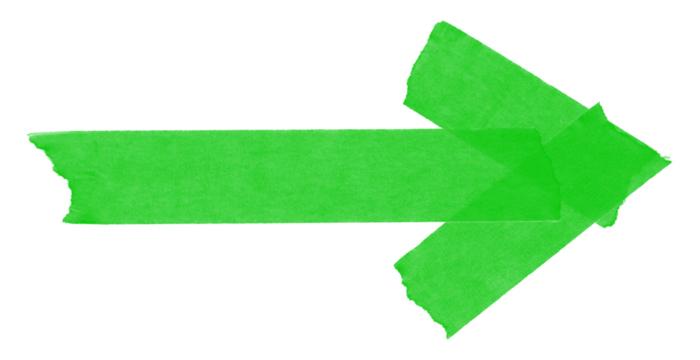 Vibrant green arrow pointing rightward with jagged edges for directional guidance and navigation