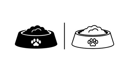 Pet food bowls with paw print with transparent background