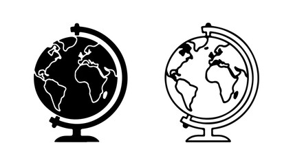 Globe icons with outline style and transparent background