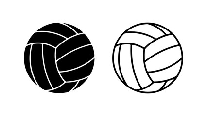 Volleyballs with outline and solid fill with transparent background