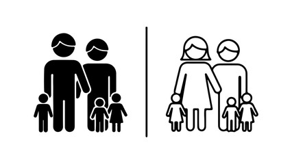 Family icons set with transparent background
