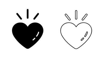 Heart icons with sparkle with transparent background