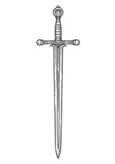 sword engraving black and white outline
