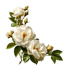 Obraz premium Delicate white roses arrangement floral design nature isolated on transparent background