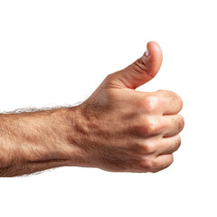 Isolated Male Hand Giving Thumbs Up Gesture on White Background