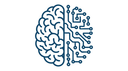 Abstract digital brain art representing artificial intelligence and human thought fusion