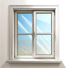 Illustration of a light beige window with a view of a pale blue sky