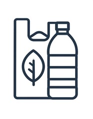 Obraz premium Icon depicting a bag with a leaf and a plastic bottle