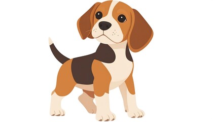 Illustration of a tri-colored beagle puppy, facing slightly right