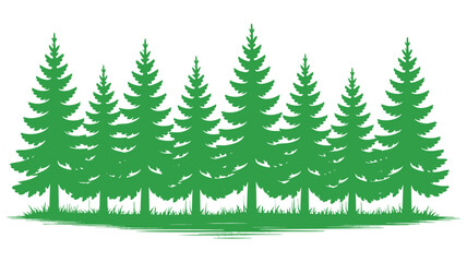 Obraz premium Vibrant green pine trees forest scene digital graphic nature landscape art