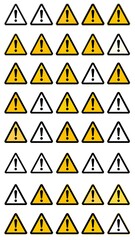 Grid of alternating warning triangles with exclamation points inside