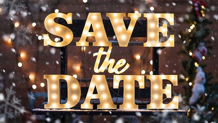 Save the Date Holiday Wedding Invitation Festive Celebration Announcement