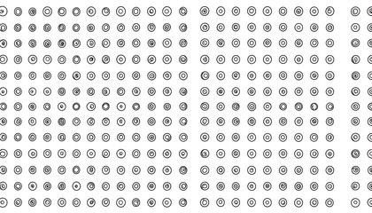 Grid of various sized, outlined circles with different internal designs