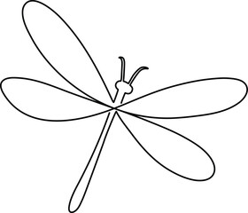 Modern minimal flying dragonfly continuous line illustration. 