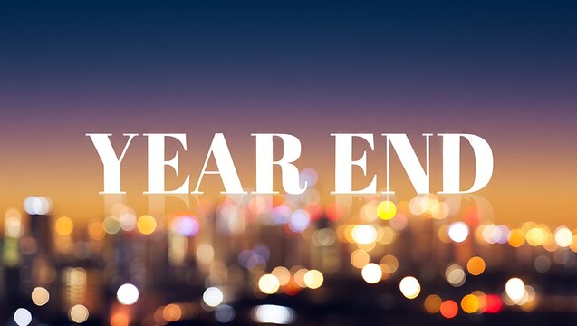 Year End Celebration with Blurred Cityscape Background and Evening Sky