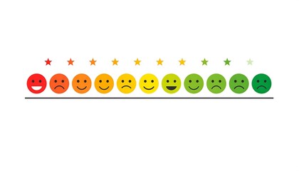 Graphic representation of emotion/mood scale using smiley faces and stars