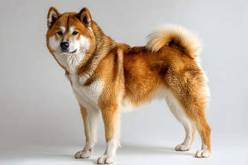 Majestic Shikoku Inu Dog Posing Gracefully with Its Fluffy Coat and Alert Expression