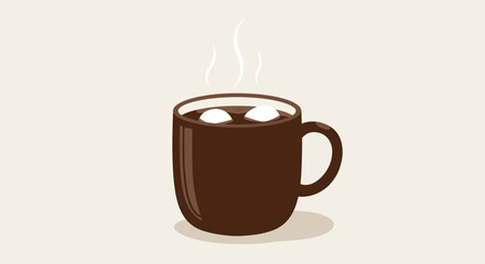 Obraz premium A simple and cozy vector illustration of a steaming mug of hot chocolate