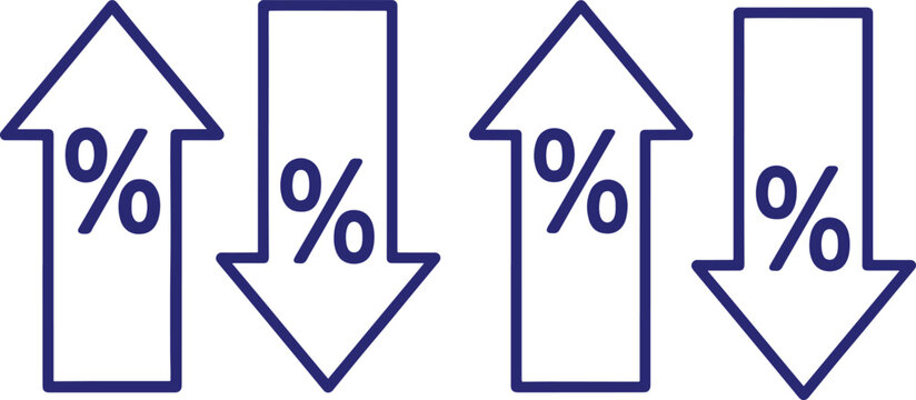Percentage rate increase decrease arrow finance market stock investment economy
