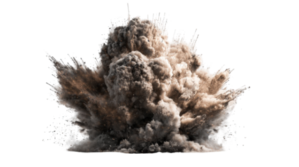 A massive explosion of light beige dust