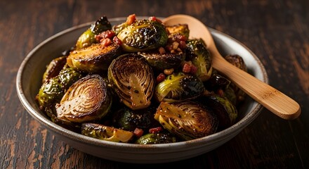 delicious roasted brussels sprouts with crispy bacon