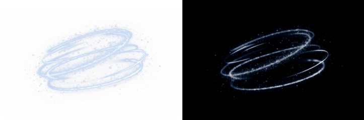 PNG image of a glowing spiral light ring with a transparent overlay, dynamic motion, and delightful sparkles