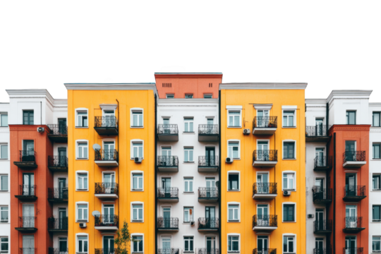 Multi-colored apartment buildings