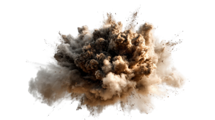 Exploding brown and white dust cloud