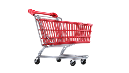 Red shopping cart, 3D rendering (2)