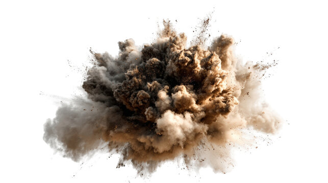 Exploding brown and white dust cloud