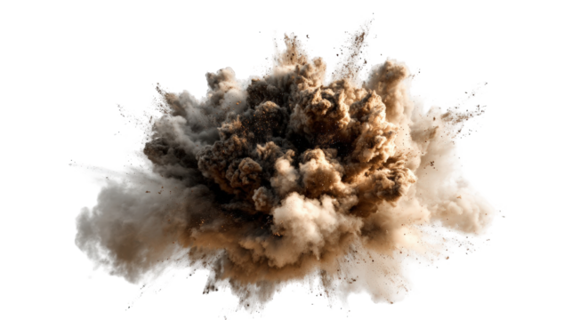 Exploding brown and white dust cloud