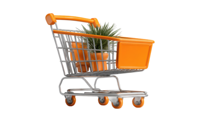 3D Shopping Cart with Plant
