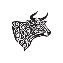 Tribal Bull Head Vector Illustration