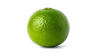 Isolated, vibrant green citrus fruit, shot against a plain white background