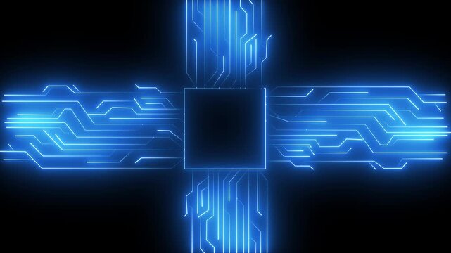 Artificial Intelligence Digital Circuit Animation Futuristic AI Neural Network Technology Background Glowing Circuit Board with Logo Animation High-Tech Artificial Intelligence Data Flow