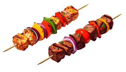  Two Grilled Kebab Stick Variations – isolated on transparent background