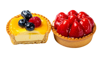 Dual Mini Fruit Tart Desserts with Elegant Presentation – isolated on transparent background
