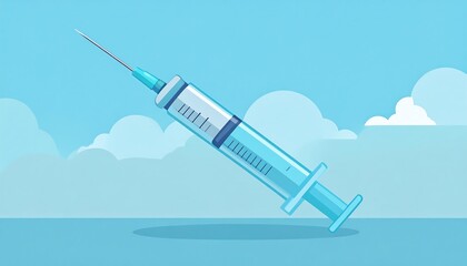 Light-blue syringe against a light-blue sky