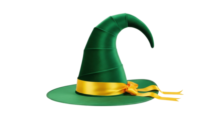 Isolated Leprechaun Hat with Yellow Ribbon for St Patricks Day Celebration Decor, Holiday