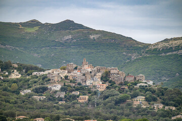 Corsica, a traditional village in the mountain, typical houses