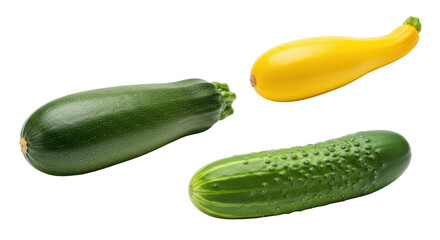 Isolated Zucchini and Cucumber Vegetables against Neutral Backdrop for Product Photography