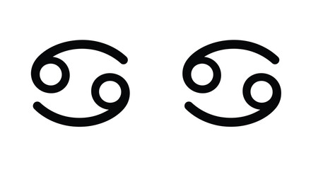 Simple black and white illustration of two cancer zodiac symbols side by side