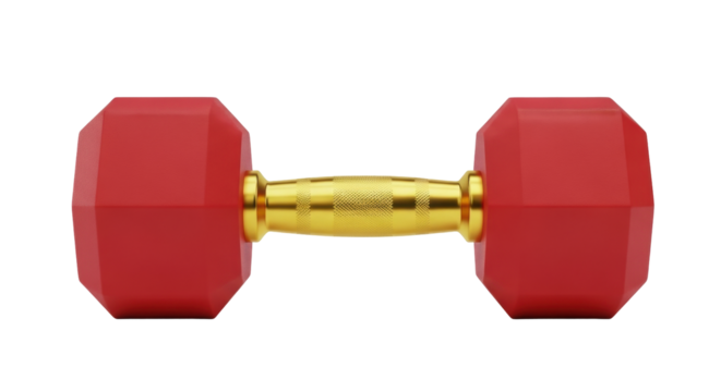 Isolated Red Dumbbell for Strength Training and Weightlifting Fitness Exercise Workout Equipment