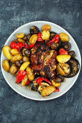 Delicious baked pork.