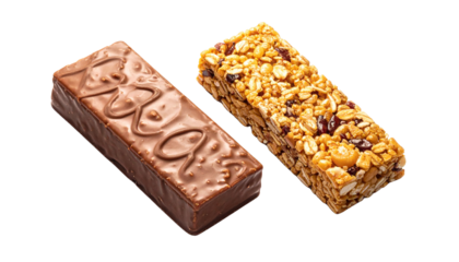 Dual Granola Bar Variations Representing Nutritious Energy Snacks – isolated on transparent background