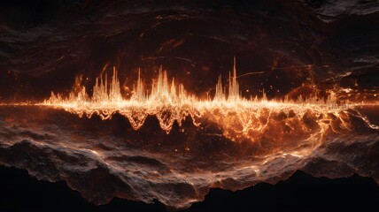 Fiery Audio Waveform, Abstract Explosive Energy Background
