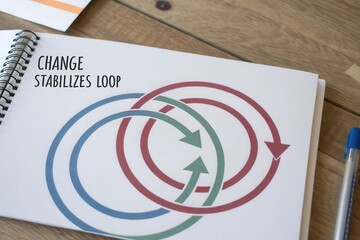 Intertwined circular arrows graphic on a card depicting a loop