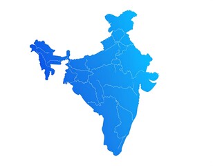 Map of a country, blue gradient on white background, outline